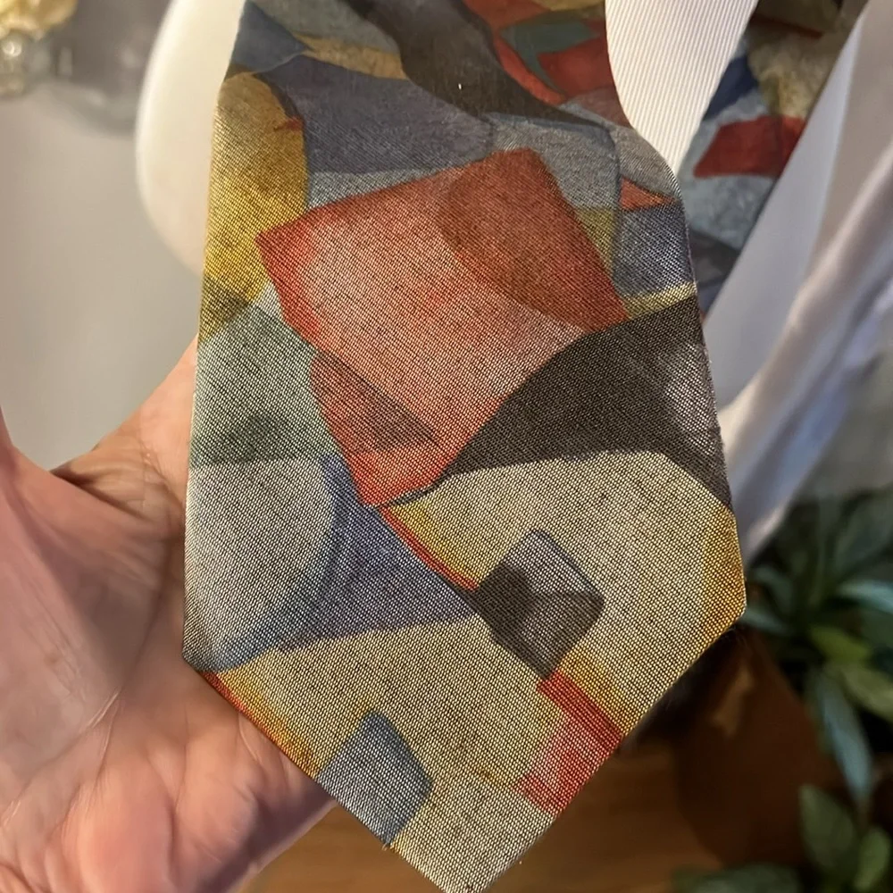 VINTAGE TANGO BY MAX RAAB ABSTRACT PRINT TIE MULTICOLORED